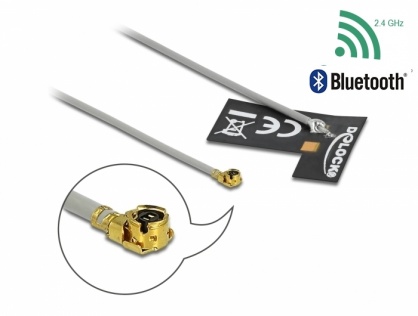 Antena interna WLAN 802.11 b/g/n MHF® I plug 2 dBi 1.13 10 cm FPC, Delock 12693