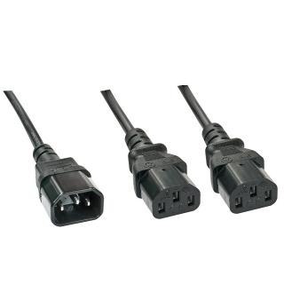 Cablu de alimentare IEC C14 la 2 x C13 1m Negru, Lindy L30363