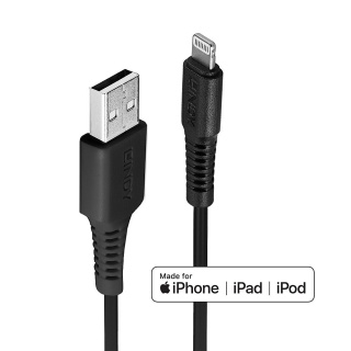Cablu date si incarcare USB la Lightning MFI 3m Negru, Lindy L31322