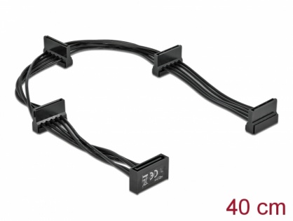 Cablu de alimentare SATA la 4 x SATA 40cm Negru, Delock 60395