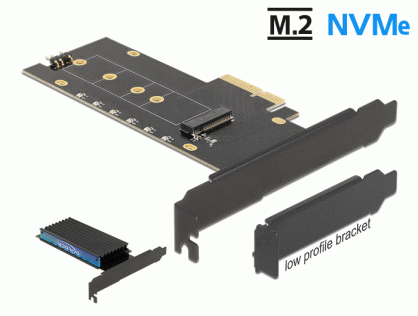PCI Express cu NVMe M.2 Key M cu radiator si iluminare cu RGB LED, Delock 89013