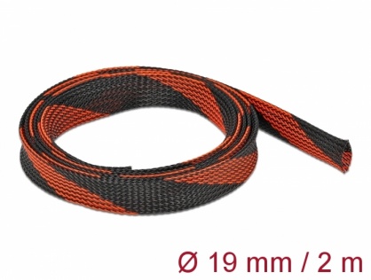 Organizator cabluri 2 m x 19 mm Negru/Rosu, Delock 20743