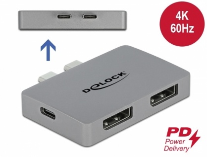 Adaptor Dual 2 x USB-C la 2 x Displayport PD 3.0 pentru MacBook, Delock 64001