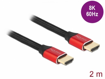 Cablu Ultra High Speed HDMI 48 Gbps 8K60Hz/4K240Hz 2m Rosu Certificat, Delock 85774
