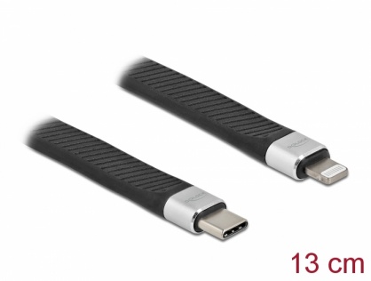 Cablu FPC Flat de date si incarcare USB Type-C la Lightning (iPhone, iPad, iPod), Delock 86941