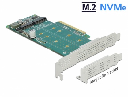 PCI Express cu 2 porturi NVMe M.2 Key M - Bifurcation LPFF, Delock 89045