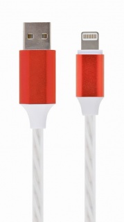 Cablu USB la iPhone Lightning LED light effect 1m. Gembird CC-USB-8PLED-1M-red