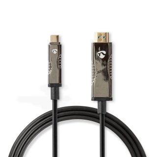 Cablu activ optic USB Type-C la HDMI T-T 20m, Nedis CCBG6410BK200
