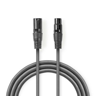 Cablu audio prelungitor XLR 3 pini T-M 3m, Nedis COTH15010GY30
