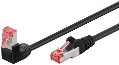 Cablu de retea cat 6 SFTP cu 1 unghi 90 grade 5m Negru, Goobay G51546