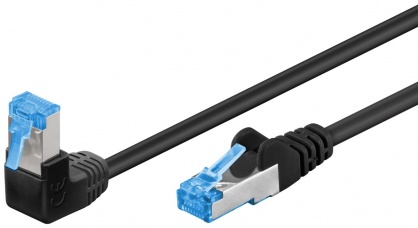Cablu de retea cat 6A SFTP LSOH cu 1 unghi 90 grade 10m Negru, Goobay G51561