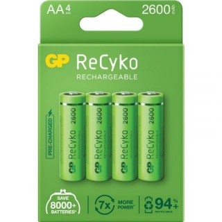Set 4 acumulatori ReCyko 2600mAh AA (LR6) 1.2V NiMH, GP Batteries