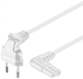 Cablu alimentare Euro la IEC C7 unghi 90 grade Alb 5m, Goobay 97357