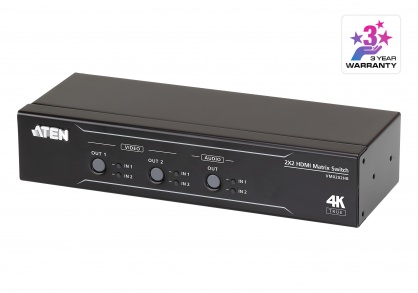 Matrix Switch 2 x 2 True 4K HDMI cu Audio De-Embedder, ATEN VM0202HB