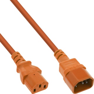 Cablu prelungitor alimentare C13 la C14 1m Orange, Inline IL16501O