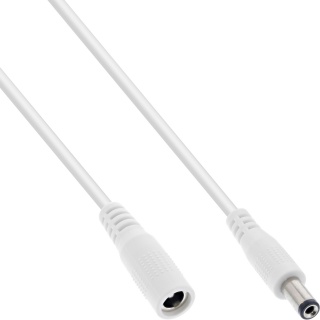 Cablu prelungitor de alimentare DC 5.5x2.1mm T-M 1m Alb, InLine IL26801E