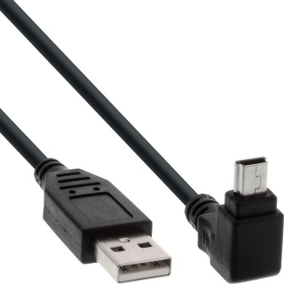 Cablu USB 2.0 la mini USB unghi sus 2m Negru, InLine IL34120