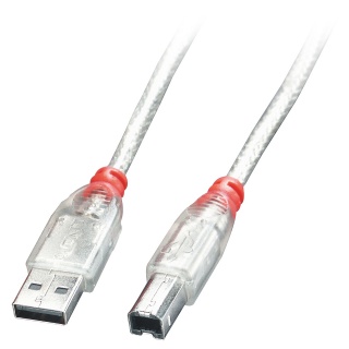 Cablu de imprimanta USB 2.0-A la tip B 2m Transparent, Lindy L41753