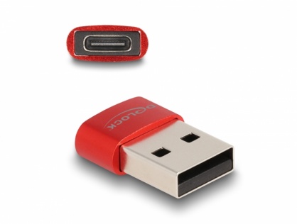 Adaptor USB 2.0-A la USB type C T-M Rosu, Delock 60050