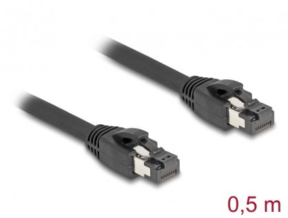 Cablu de retea RJ45 Cat. 8.1 S/FTP LSOH 0.5m Negru, Delock 80232