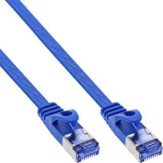 Cablu de retea RJ45 flat FTP Cat.6A 10m Albastru, InLine IL71800B