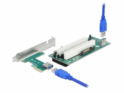 Riser Card PCI Express la 2 x slot PCI 32 Bit cu cablu 60cm, Delock 90066