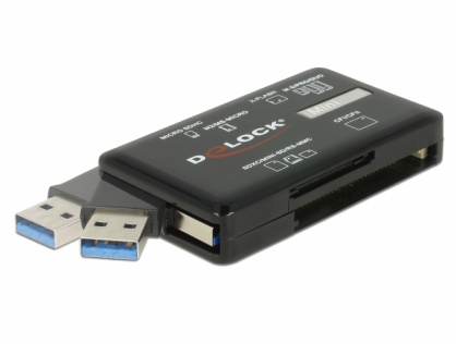 Cititor de carduri USB 3.2 Gen1-A pentru carduri de memorie CF / SD / Micro SD / MS / M2 / xD, Delock 91758