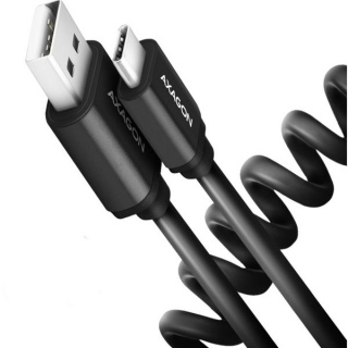 Cablu USB 2.0-A la USB type C spiralat 3A T-T 0.6m, Axagon BUCM-AM10TB