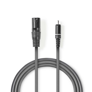 Cablu audio XLR 3 pini la RCA T-T 3m, Nedis COTH15205GY30