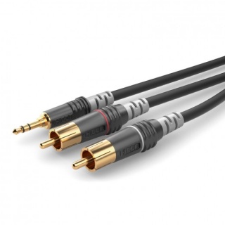 Cablu audio jack stereo 3.5mm la 2 x RCA T-T 1.5m, HICON HBA-3SC2-0150