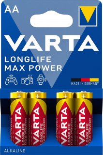Set 4 buc baterie alcalina AA/LR6 Longlife Max Power, Varta