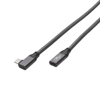 Cablu prelungitor USB 3.2 Gen2 type C drept/unghi 90 grade T-M 2m brodat, HICON HI-U3CW-0200