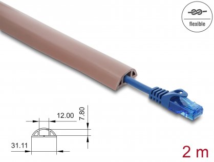 Canal cablu flexibil PVC cu adeziv 30x10 mm - lungime 2m Maro, Delock 20763