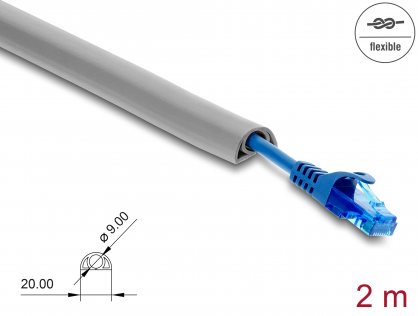 Canal cablu flexibil PVC cu adeziv 20x10 mm - lungime 2m Gri, Delock 20765