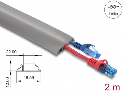 Canal cablu flexibil PVC cu adeziv 50x14 mm - lungime 2m Gri, Delock 20767