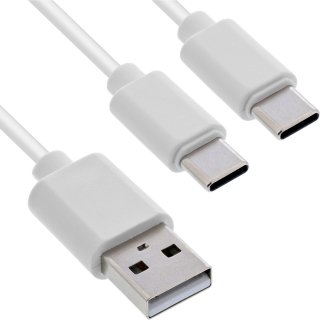 Cablu de alimentare USB-A la 2 x USB type C T-T 2m Alb, InLine IL35122W