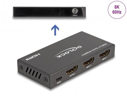 Switch HDMI 2 porturi 8K60Hz/4K144Hz, Delock 18607