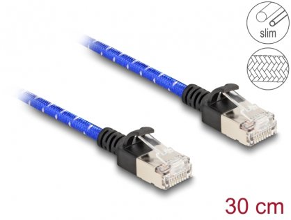Cablu de retea RJ45 Cat.6A FTP Slim brodat 0.3m, Delock 80375