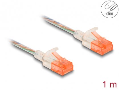 Cablu de retea RJ45 Cat.6A UTP Slim 1m transparent, Delock 80353
