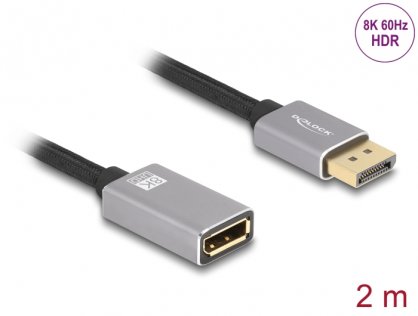 Cablu prelungitor Displayport 8K60Hz/4K240Hz T-M 2m Negru/Argintiu, Delock 81080