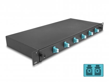 Patch panel 19" fibra optica 6 x LC Duplex OM3 1U, Delock 66998