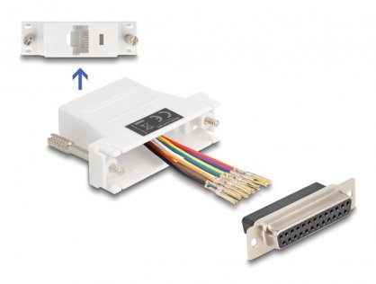 Adaptor Assembly Kit D-Sub 25 pini la RJ45 M-M Alb, Delock 67117