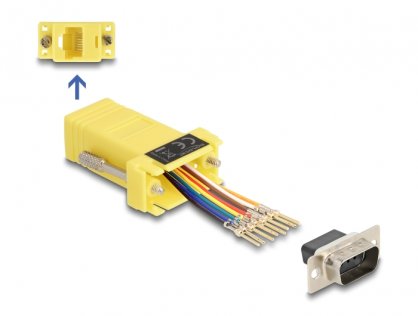 Adaptor Assembly Kit D-Sub 9 pini la RJ45 T-M Galben, Delock 67104