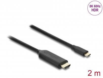 Cablu USB Type C la HDMI (DP Alt Mode) 8K60Hz cu HDR T-T 2m Negru, Delock 80599