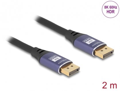 Cablu Displayport 8K60Hz/4K240Hz T-T 2m Negru/Mov, Delock 80601