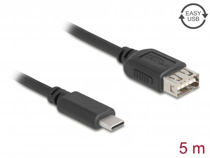 Cablu USB 2.0 Type C la EASY USB-A T-M 5m, Delock 81539