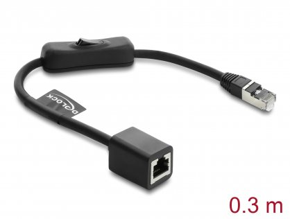 Cablu prelungitor de retea RJ45 Cat.6 F/UTP 0.3m cu switch, Delock 81563
