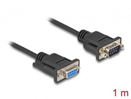 Cablu prelungitor serial RS-232 DB9 T-M 1m Negru, Delock 87833