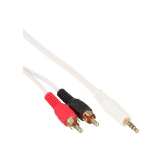 Cablu audio jack stereo 3.5mm la 2 x RCA T-T 10m Alb, InLine IL89929W