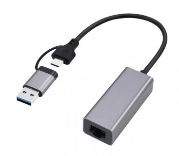 Adaptor USB 3.2 type C + adaptor USB-A la LAN 2.5Gb, Gembird A-USB3AC-LAN2G-01
